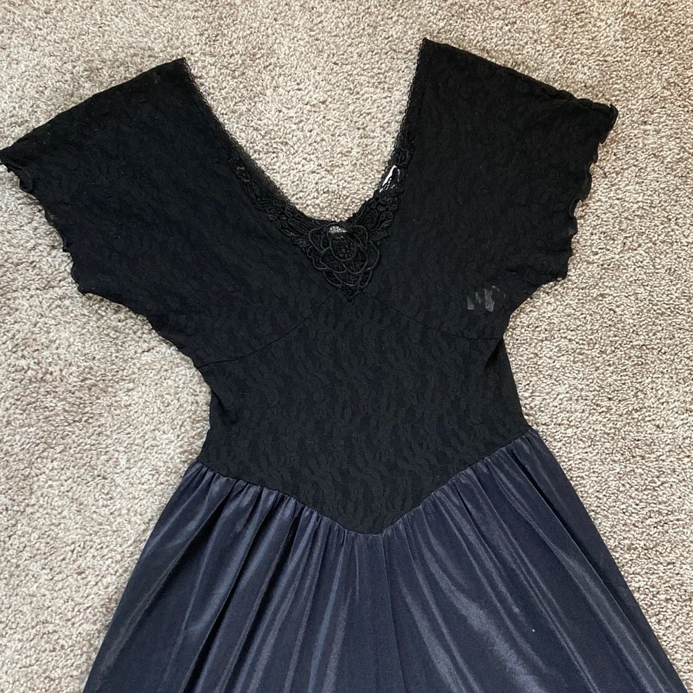 Vintage 80s 90s Cinema Etoile Lace Basque Waist Balletcore Nightgown sz M